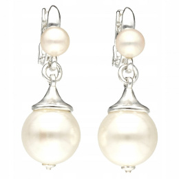 Kolczyki srebrne z perłą Kula perła perły