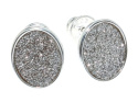 Kolczyki srebrne diamentowane owal sztyft