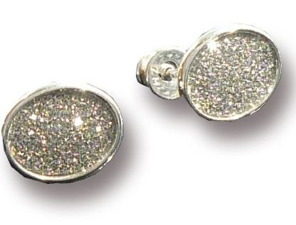 Kolczyki srebrne diamentowane owal sztyft Kolczyki srebrne diamentowane owal sztyft