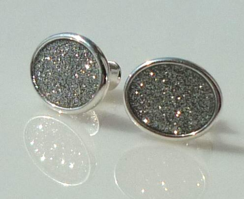 Kolczyki srebrne diamentowane owal sztyft Kolczyki srebrne diamentowane owal sztyft