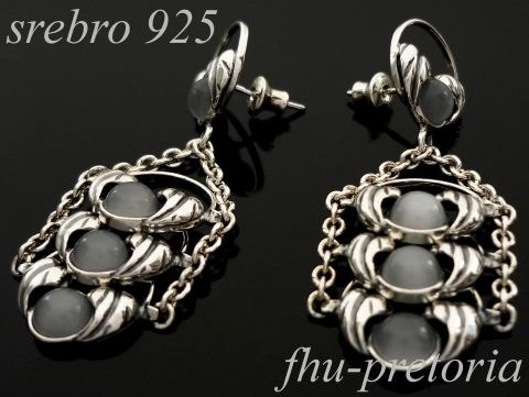 Kolczyki srebrne srebro 925 kocie oko boa Kolczyki srebrne srebro 925 kocie oko boa