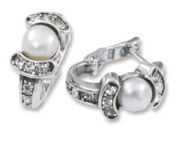 Kolczyki srebrne z perłami i cyrkoniami YOKO oksydowane