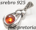 Wisiorek srebrny zawieszka z bursztynem koniakowym Groszek Wisiorek srebrny zawieszka z bursztynem koniakowym Groszek