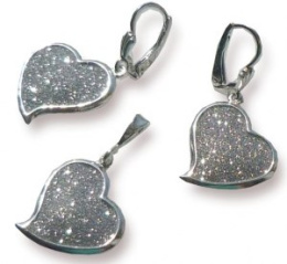 Komplet srebrny srebro 925 diamentowane serce