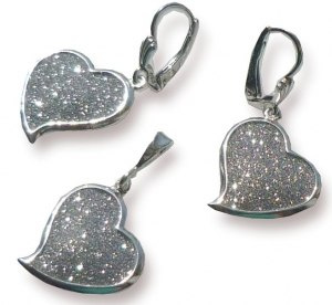 Komplet srebrny srebro 925 diamentowane serce Komplet srebrny srebro 925 diamentowane serce