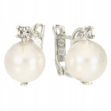 Kolczyki srebrne z perłami perła i cyrkonia stilo