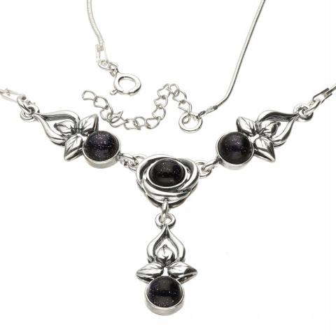 Kolia naszyjnik srebrny retro z nocą Kairu Koniczyna