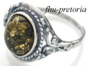 Pierścionek srebrny z bursztynem zielonym Oplot (rozmiar 13)