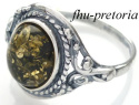 Pierścionek srebrny z bursztynem zielonym Oplot (rozmiar 11)