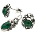 Komplet srebrny z malachitem Kulfonik