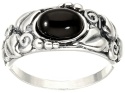 Pierścionek srebrny z onyksem Powój (rozmiar 12)