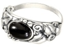 Pierścionek srebrny z onyksem Powój (rozmiar 12)