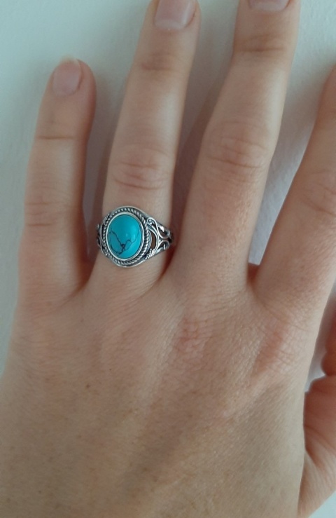 Pierścionek srebrny z turkusem Pnącza (rozmiar 10)