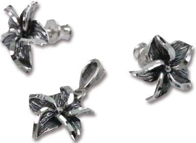 Komplet srebrny diamentowane fiołek oksydowany Komplet srebrny diamentowane fiołek oksydowany