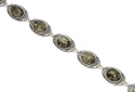 Bransoletka srebrna z bursztynem zielonym Pnącza 20 cm