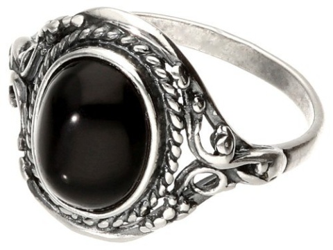 Pierścionek srebrny z onyksem Oplot (rozmiar 18)