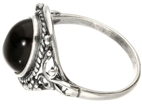 Pierścionek srebrny z onyksem Oplot (rozmiar 18)