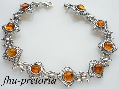 Bransoletka srebro 925 bursztyn koniak miraż Bransoletka srebro 925 bursztyn koniak miraż