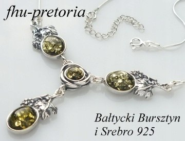 Kolia naszyjnik srebro bursztyn zielony winogrona Kolia naszyjnik srebro bursztyn zielony winogrona