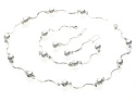Komplet srebrny trawki kulki fi 8 naszyjnik, bransoletka, kolczyki wiszące