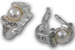 Kolczyki srebrne z perłami i cyrkoniami YOKO jasne