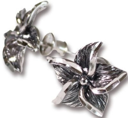 Kolczyki srebrne diamentowane oksydowane fiołek